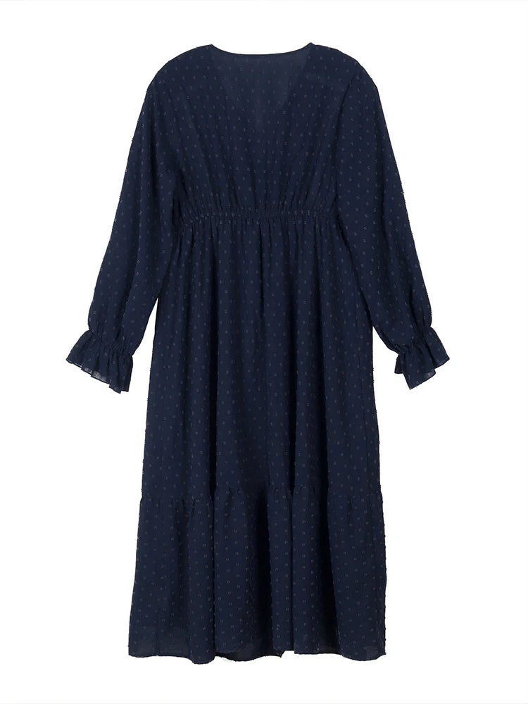 plus Size Women's Pullover V-Neck Long Sleeve Dress Autumn 2025 Printed Loose Casual Fashion Best Choice for Autumn