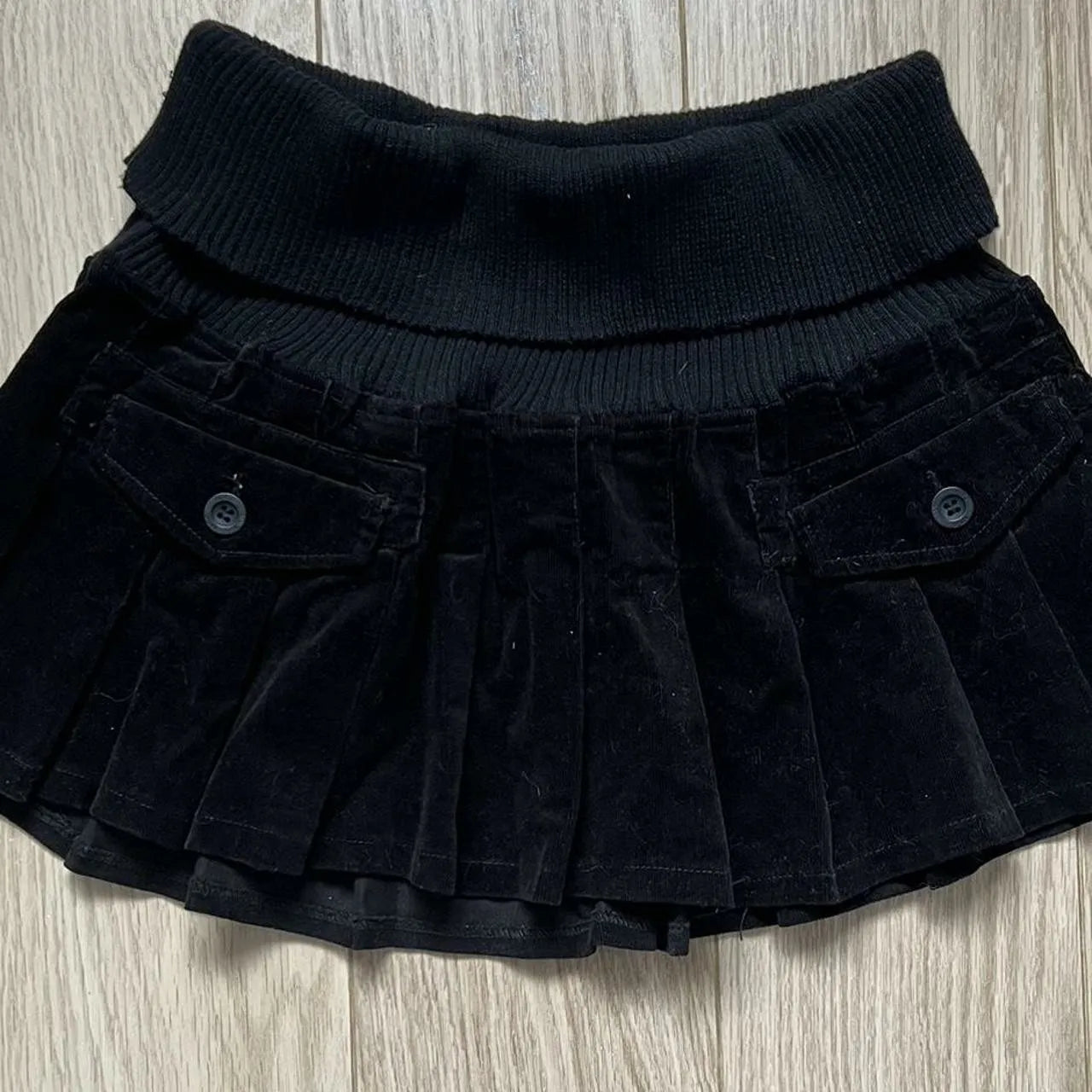 Y2K Ribbed Stretchy Waistband Mini Skirt Gothic Pleated Skirt Womens Harajuku Autumn Winter Retro Apricot Black High Waist Skirt