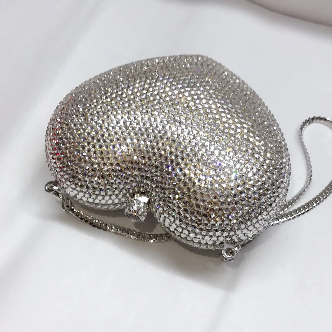 Red Peach Heart-shaped Diamond-encrusted Dinner Bag Full Of Diamonds Love Clutch Bag Hard Box Crystal Women's Banquet Dress Bags