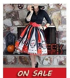 Women Vintage Halloween Skirt Retro Poker Face Skull Plus Size Skirt High Waist Pleated Ball Gown Long Skirts