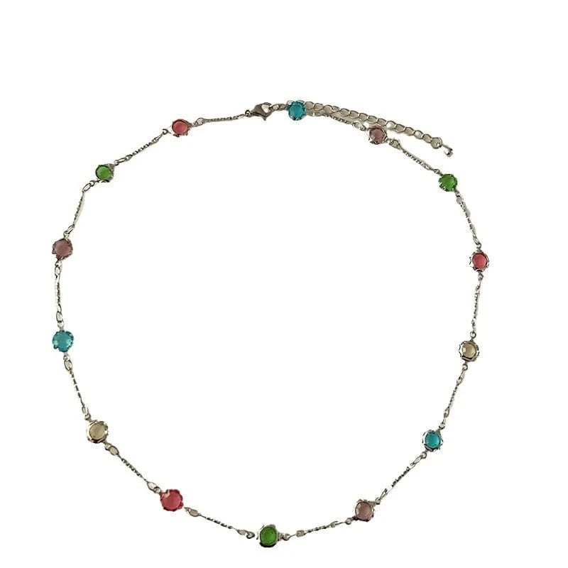 Colorful Natural Stone Necklace Spring and Summer 2024 New Collarbone Chain Simple Neck Chains