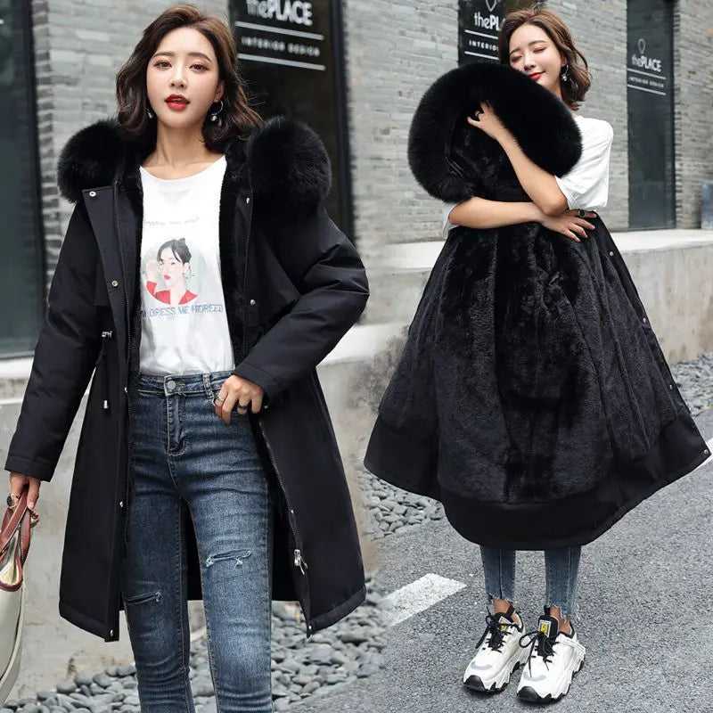 2025 New Parkas Women's Long Coat Winter Jacket Overcoming Plush Cotton Jacket