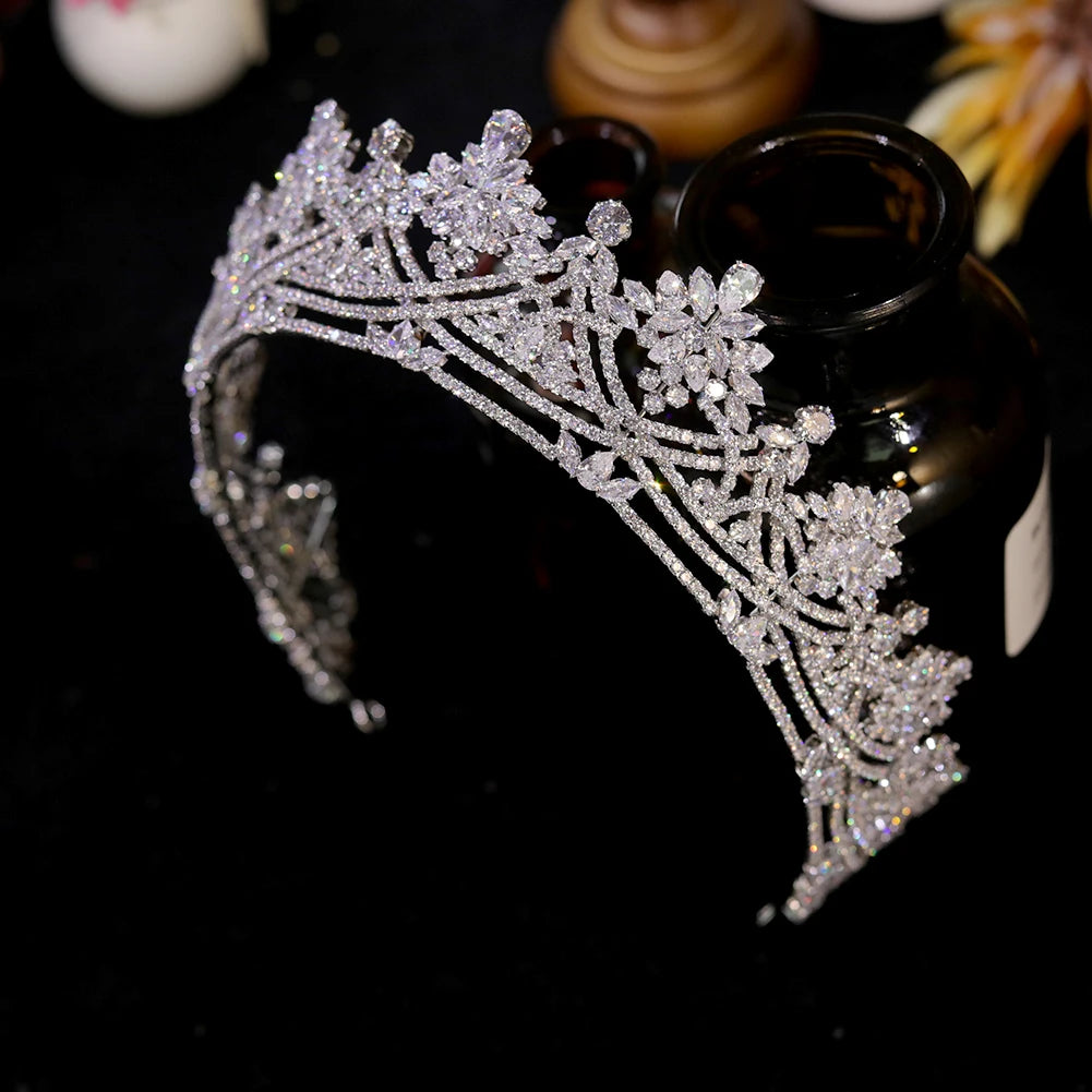 Luxe Silver Plated Crystal Bridal Headband Crown for Women