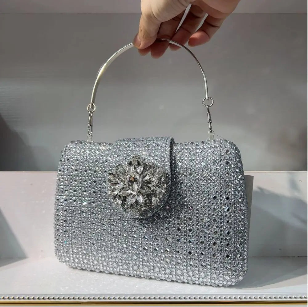 XIYUAN Lady Crystals Evening Bags Women 2024 Sparkling Diamond Evening Handbags Metal Clutch Purses And Handbag Wedding Purse