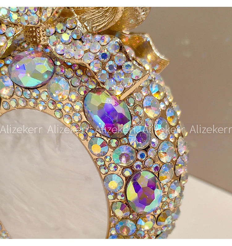 Alizekerr Perfume Bottle Crystal Evening Bags Women Gorgeous Boutique Bow Diamond Metal Clutch Purses And Handbags Wedding Party