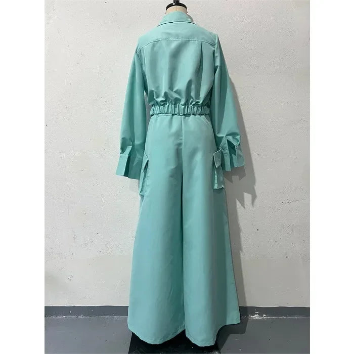 2 Piece Set Women Clothes Elegant Commute Long Sleeve Top & High Waist Wide Leg Pants Fashion Suit for Female 2025 Summer New