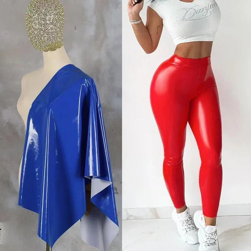 Women PU Seamless Leggings Stretch PU High Waist PVC Pencil Pants Wet Look Patent Leather Bodycon Trousers Custom Clubwear