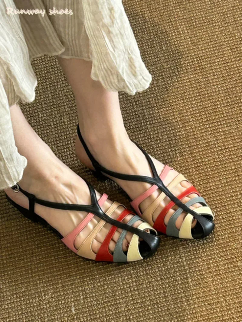 Luxury Rhinestone Buckle Open Toe Stiletto Sandals For Women