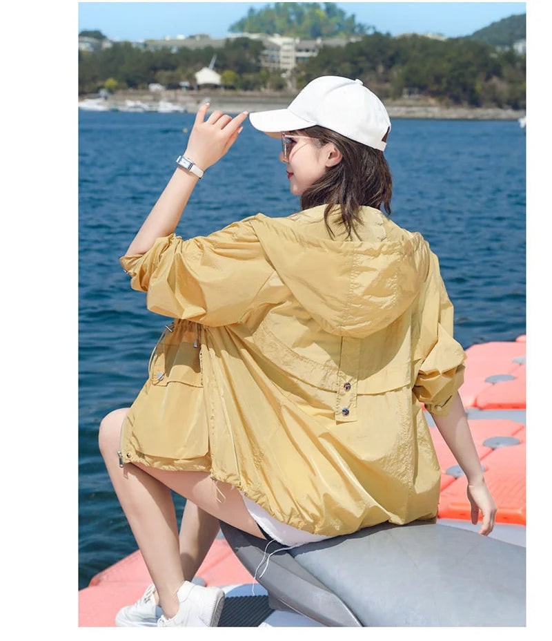 Women's Jacket With Hooded Sun Protection Clothing Women's Summer Thin Coat 2023 New Anti-Ultraviolet Breathable Shirt size 4XL