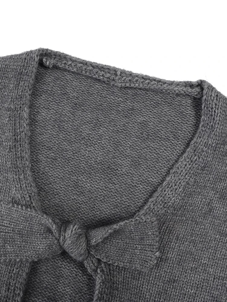 Women's Solid Color Bow Cardigan 2025 Autumn Winter Collection Casual Warm Office Wear Home Comfort Fashion Best Choice