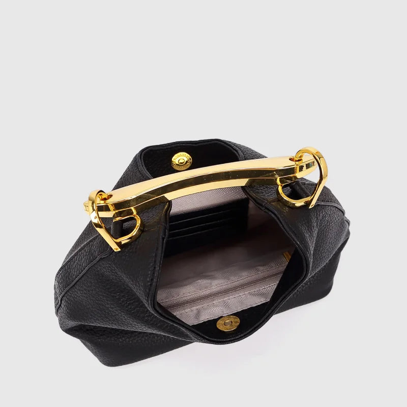 Luxury Texture Women's Bag Lychee Pattern Metal Handle Shoulder Bag Evening Clutch Bag Fashion Designer Half-moon Crossbody Bag