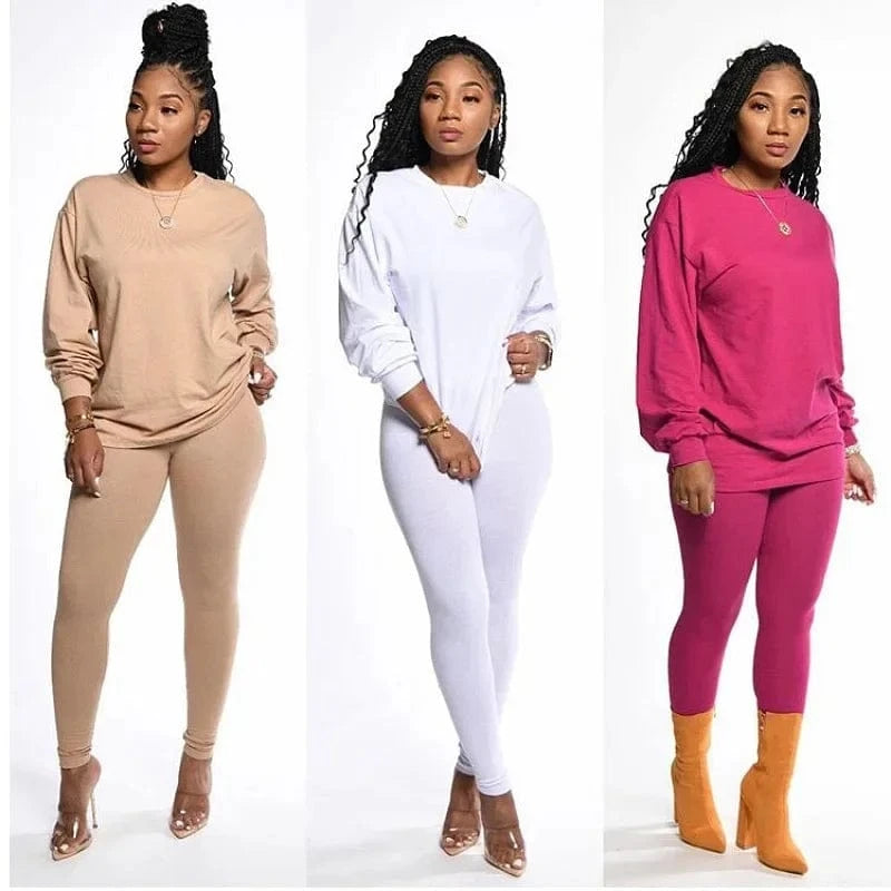 two piece set women 2 piece set stacked leggings clothes for women outfits stacked pants tracksuit female fall clothes