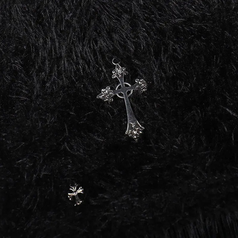 Gothic Classic Punk Cross Pendant Tassel High Elastic High Waist Sexy Plush Short Skirt Women's High-end Design Hip-pack Skirt
