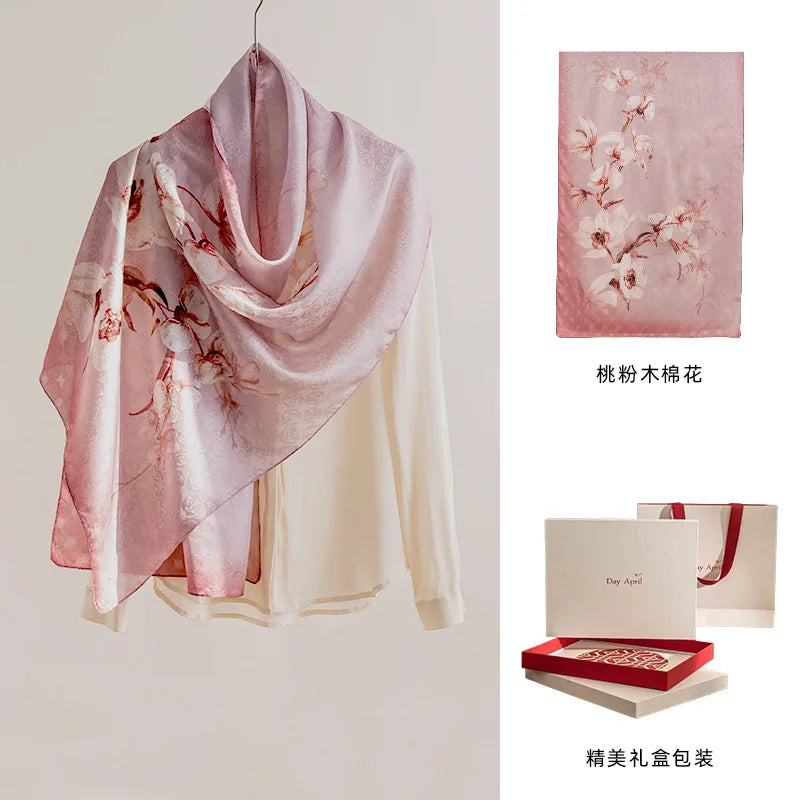 High-end women's new 100 mulberry silk scarf shawl cheongsam 170 * 55cm