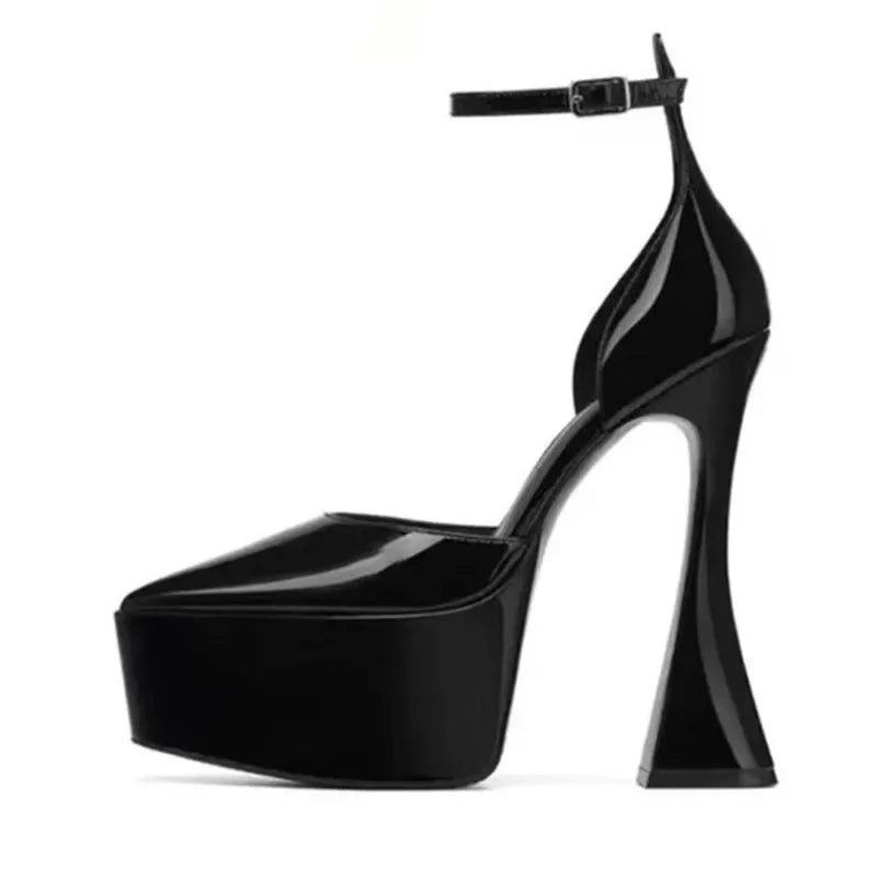 Pointed Toe Platform Heels With Ankle Strap for Women