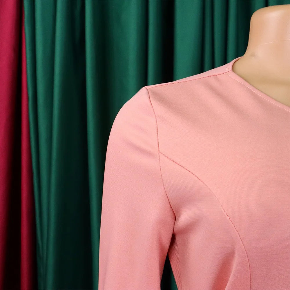 Office Dresses for Woman 2024 New Skew Collar Full Sleeve Sashes Sheath Package Hips Mid Calf Professional Business Work Dress
