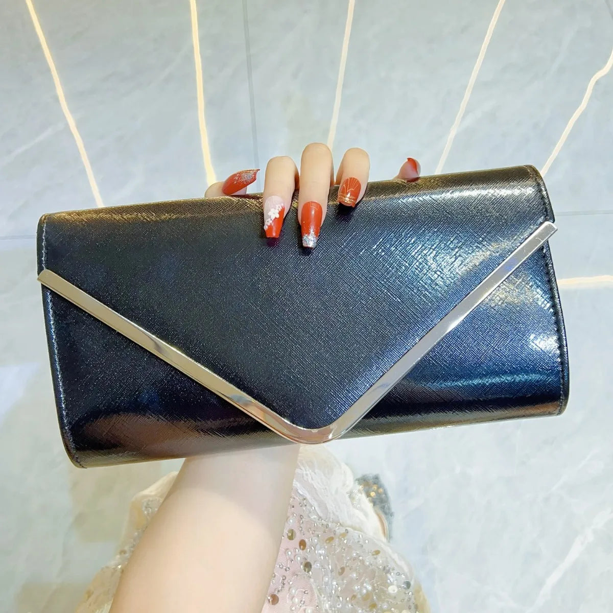 New Women's Envelope Evening Clutch Handbags Elegant Square Bridal Clutch Party Prom Wedding Purse Clutch Shoulder Bags Wallet