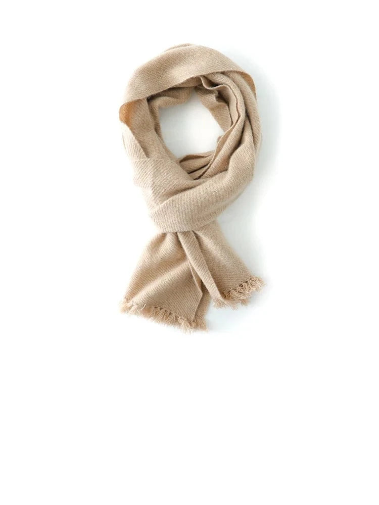 New Chic Women 100% Cashmere Scarf Autumn Winter Cashmere Knitted Tassel Long Shawls Row Style Basic Soft Warm Scarf Luxury Tops