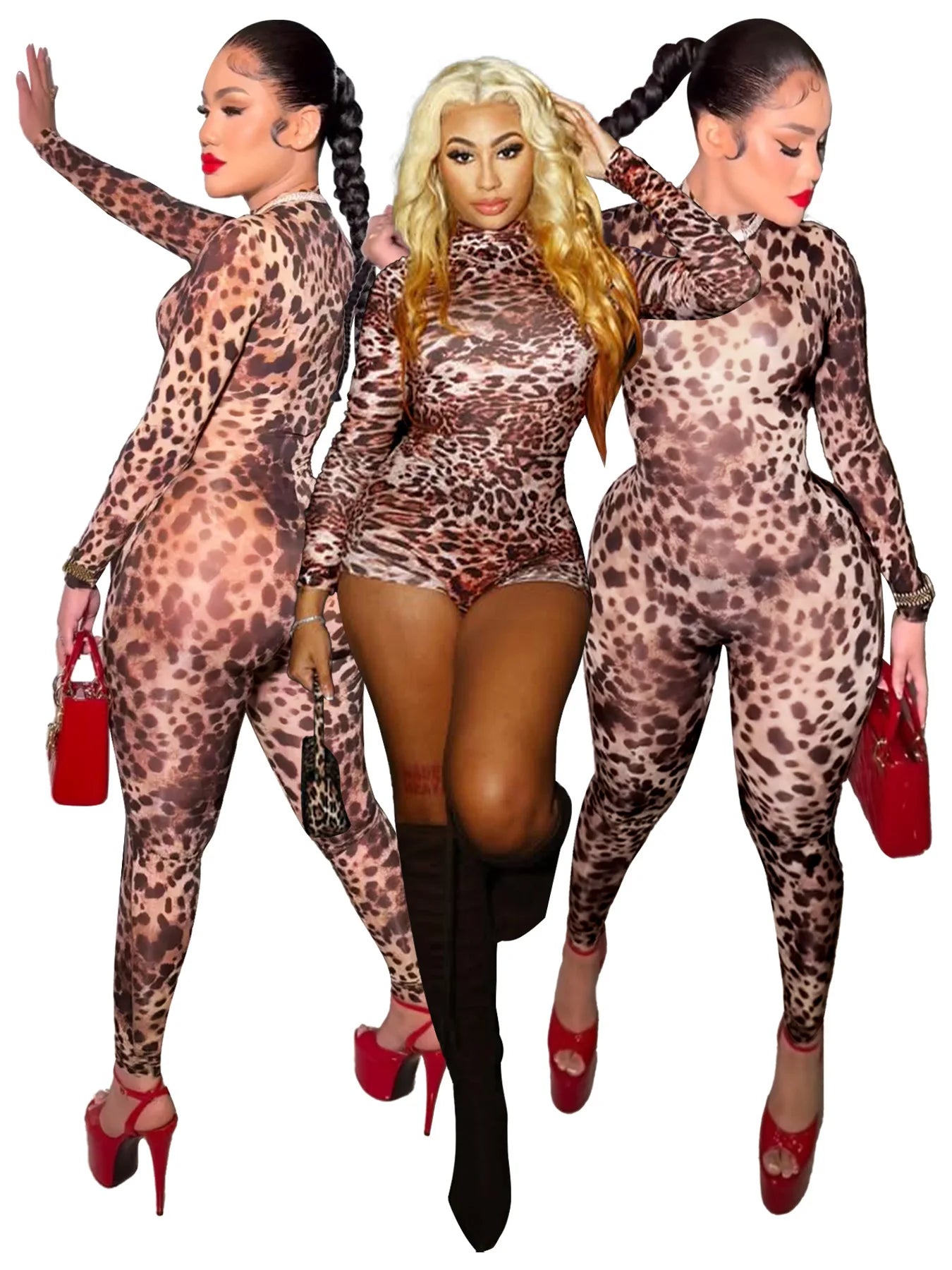 FAGADOER Y2K Sexy Leopard Print Bodycon Jumpsuits Women Spring New Skinny One Piece Rompers Midnight Streetwear Workout Overalls