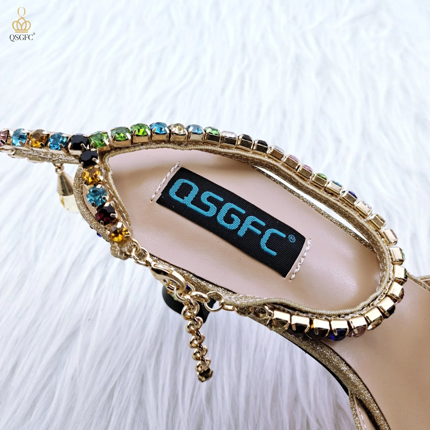 New Colorful Diamond Pointed Shoes Bag Soft Bag Anklet Design Middle Heel Women A Pair Fashion Shoes Suitable For Wedding Party