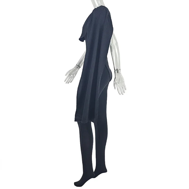 Joskaa Women's 2025 Fall Elegant Ruched Slash Neck Bodycon Jumpsuit Sexy Party Club One Piece Romper Fashion Overalls Streetwear