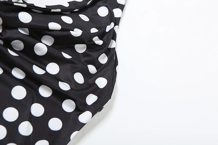 Weird Puss Polka Dot Print Tank Top Women Y2K Halter Swing Collar Backless Skinny Hottie Summer Midnight Street Basic Wild Vest