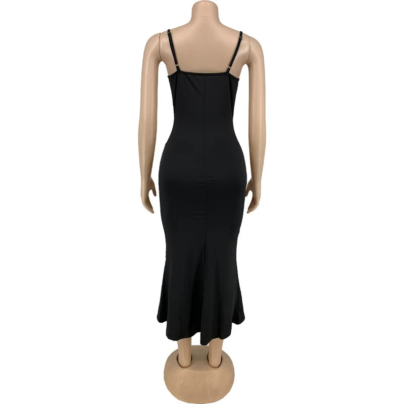Wmstar Plus Size Women Dresses Summer Clothing Sexy Bodycon Stretch Sling Solid Maxi Party Dress 2022 Wholesale Dropshipping