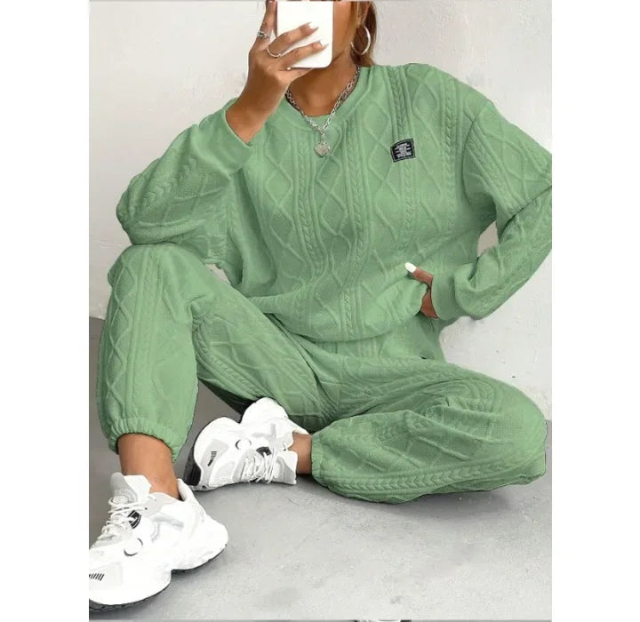 Casual Two Piece Sets Womens Outifits Streetwear Autumn and Winter 2024 New Long Sleeved Round Neck Hoodie and Y2k Pants Suit