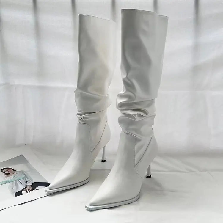 Elegant Pointed Toe Stiletto Knee High Boots for Women