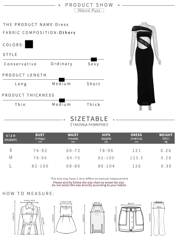 Weird Puss Diagonal Collar Sexy Dress Women Y2K Summer Trend Hollow Mesh Patchwork Midnight Birthday Party Clubwear Maxi Bodycon
