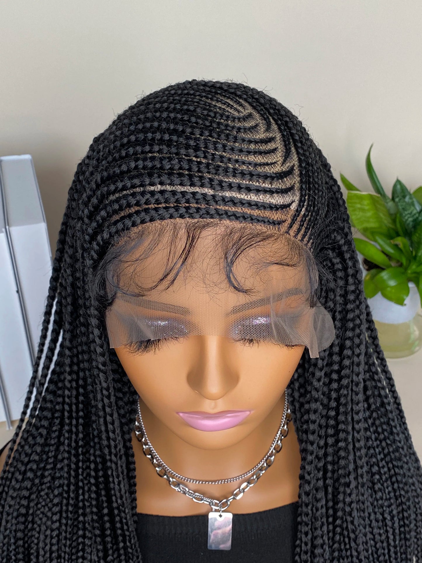 Long Braided Lace Front Synthetic Wig With Baby Hair for Women