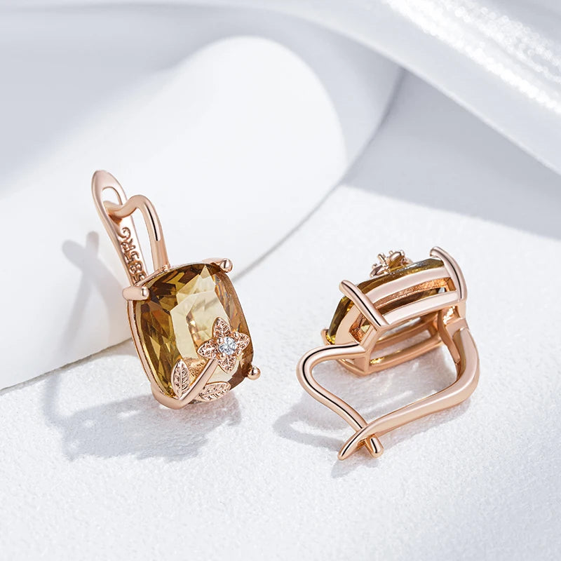 Rose Gold Tone Zircon Drop Earrings