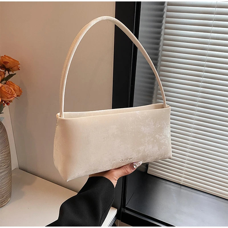 Retro Texture Design Underarm Bag Solid Color Simple Advanced Versatile Ladies Handbag Elegant Fashion Exquisite Shoulder Bag