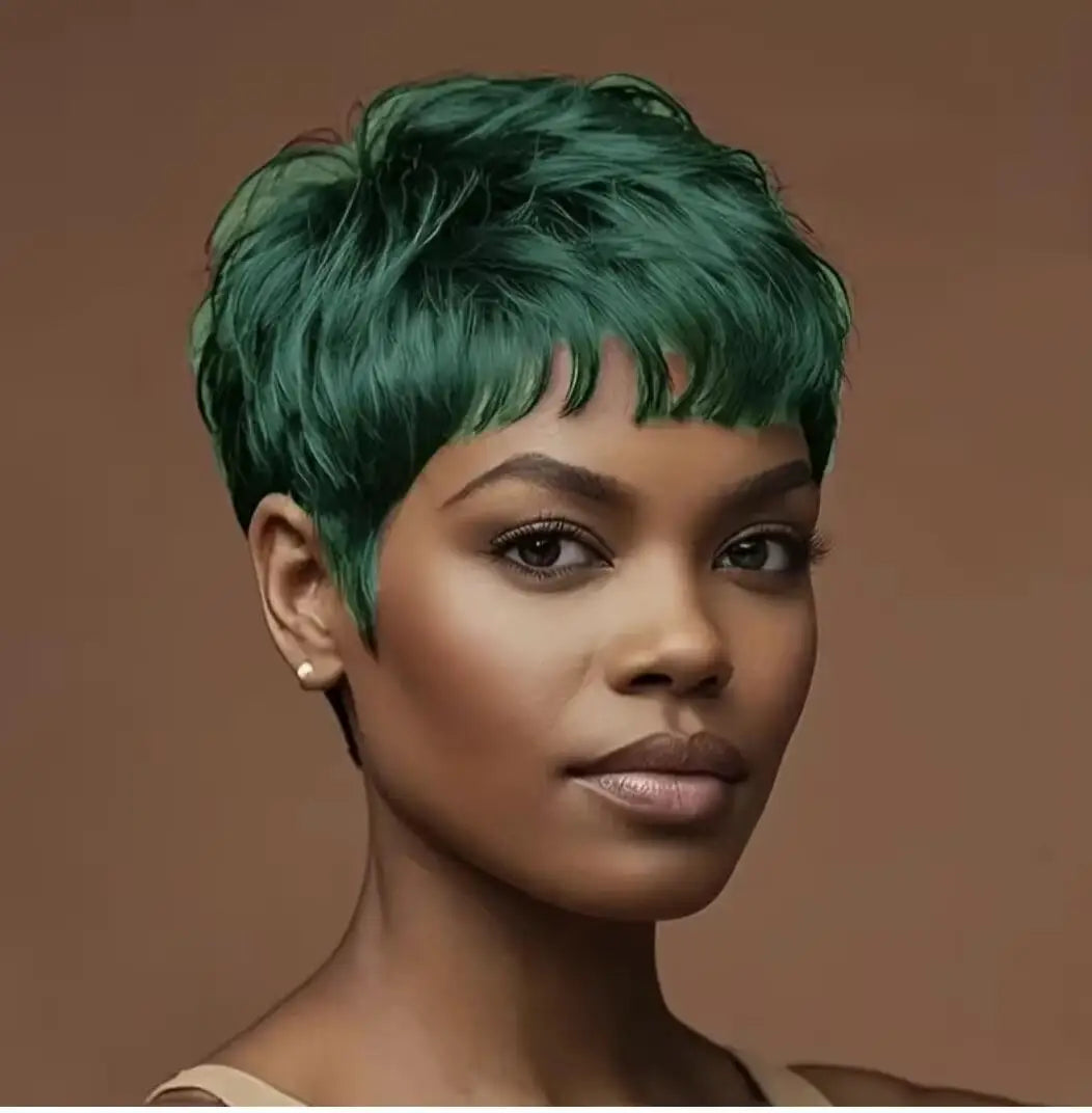 Synthetic short black hair wig Pixie cut wig for Bangs short Fak wig for women party wig short hair