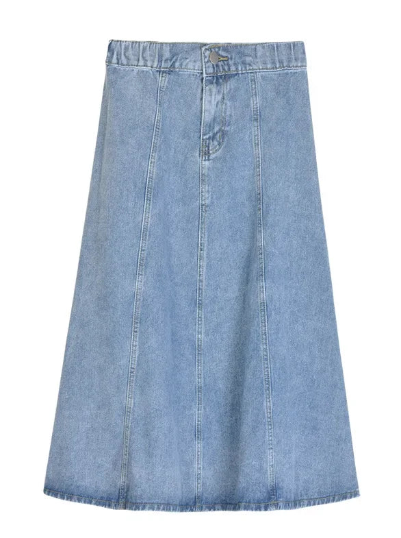 Fashionable Spring Medium-Length High-Waisted Jeans Long Dress Women's Elastic Waist A- Line Skirt Umbrella Skirt