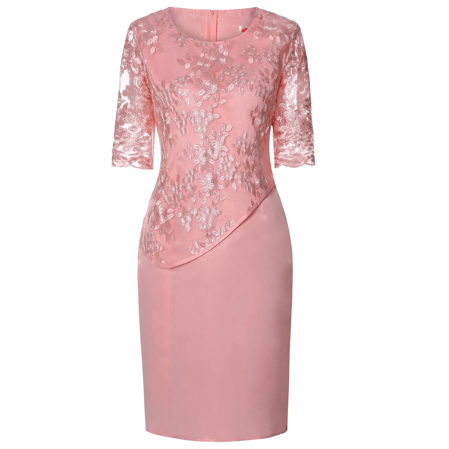 Wish Women's Lace Patchwork Two-piece Illusion Top Dress Gown Ladies Clothing
