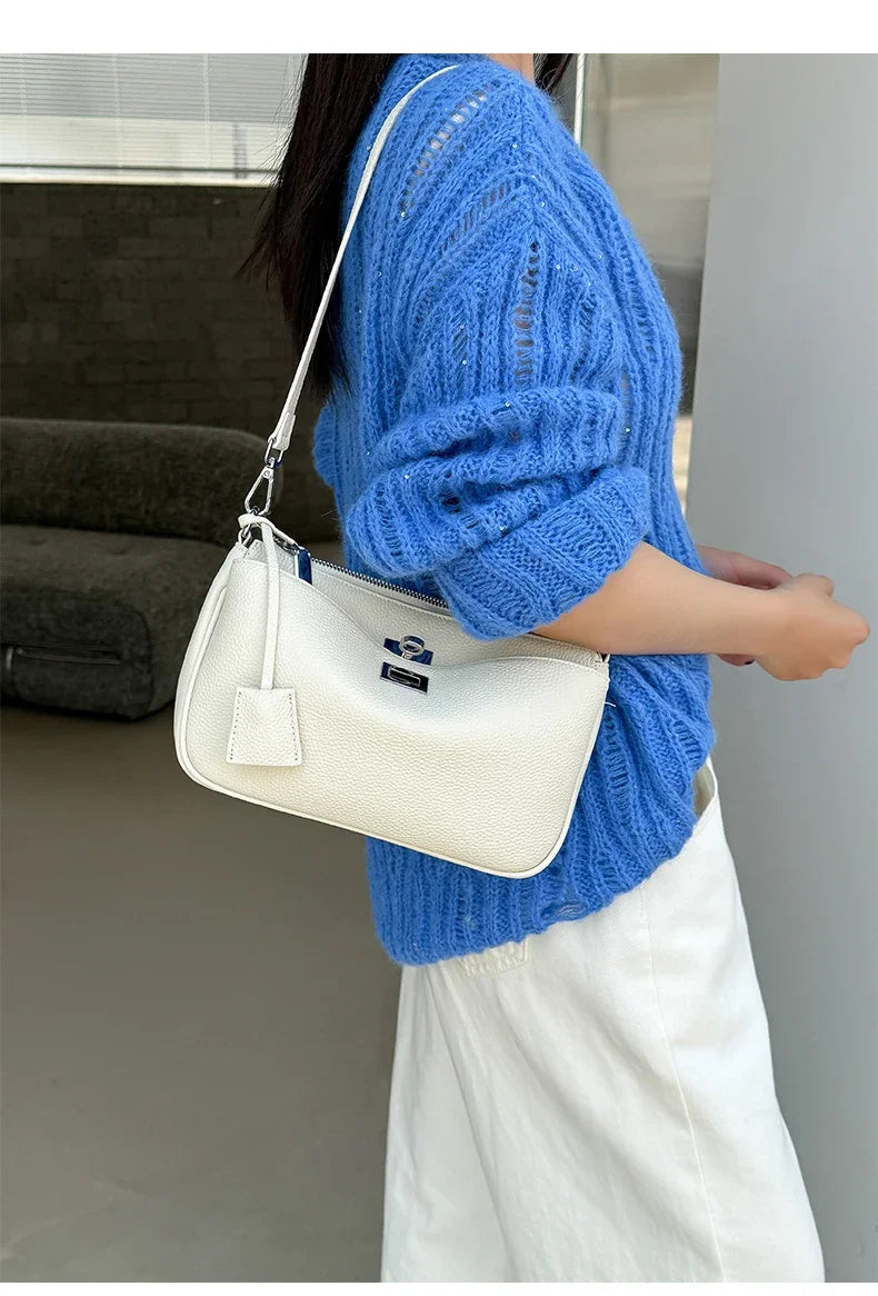 Women Cow Real Leather Shoulder Bags Ladies Natural Cowhide Fashion Retro Handbags Female Designer Luxury Crossbody Bag for Lady