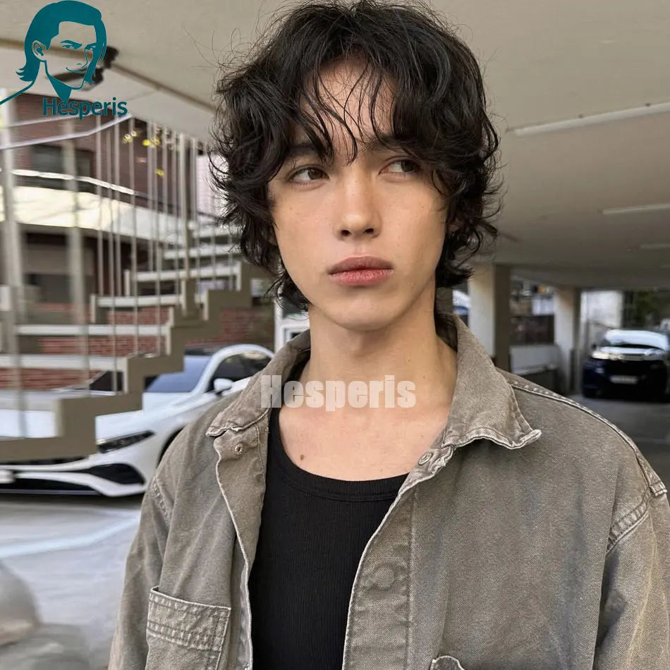 Short Wave Glueless Lace Front Wig For Men With Thin Bangs