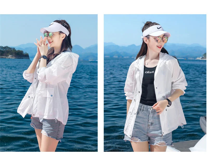 Women's Jacket With Hooded Sun Protection Clothing Women's Summer Thin Coat 2023 New Anti-Ultraviolet Breathable Shirt size 4XL