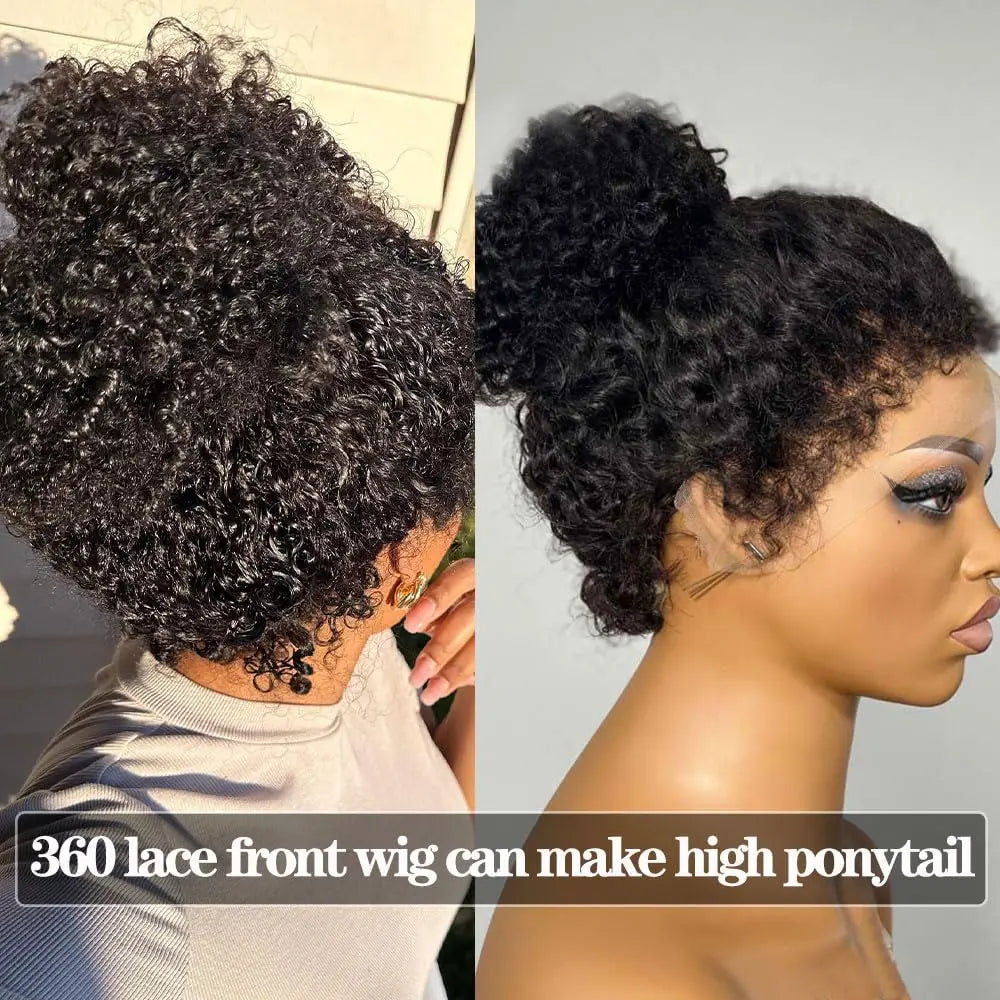 Deep Curly 360 Lace Front Wigs Human Hair With 4C Kinky Curly Edges 180% Density Glueless Pre Plucked Bleached Knots For Women
