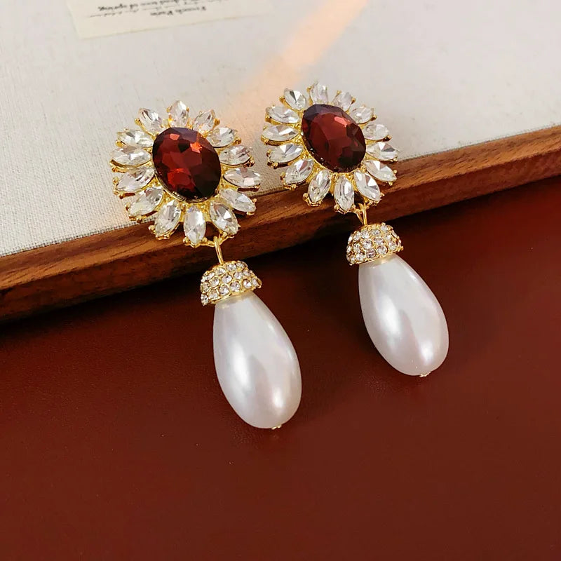 Simulated Pearl Necklace And Earring Set