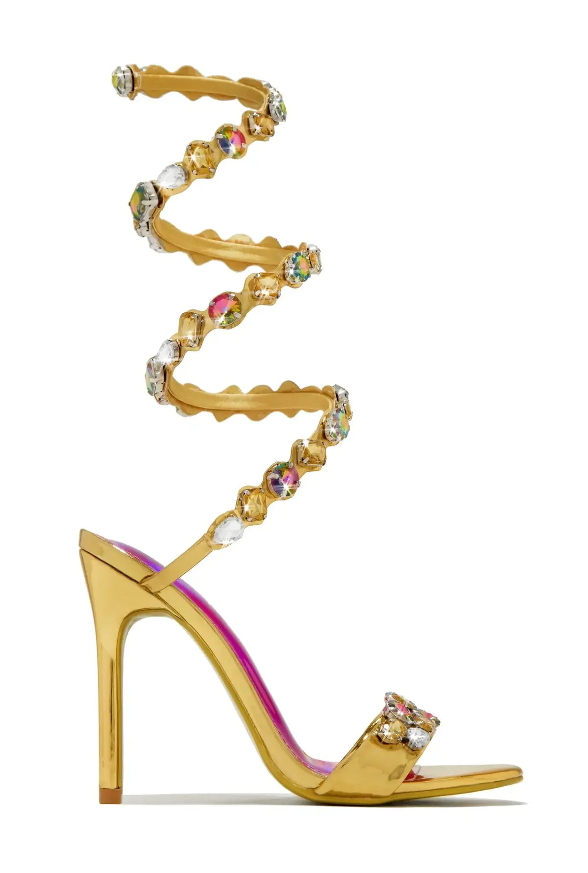 Luxury Rhinestone Ankle Strap High Heel Sandals for Women