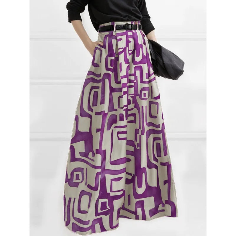 Fashion Trendy Women's High Waisted Pant 2025 Summer Autumn Loose Pleated Printed Wide Leg Casual Long Trousers For Female