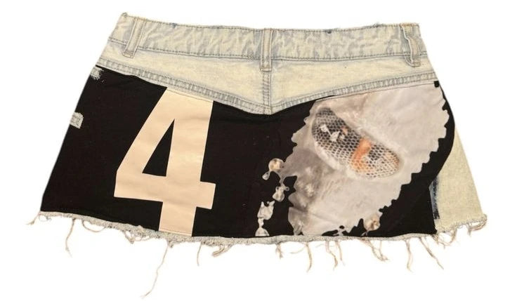 Gothic Fashion American Digital Splicing Mesh Skirt Y2K Shorts Women' Sweetheart Washed Baggy Shorts High Waist Slim Mini Skirt