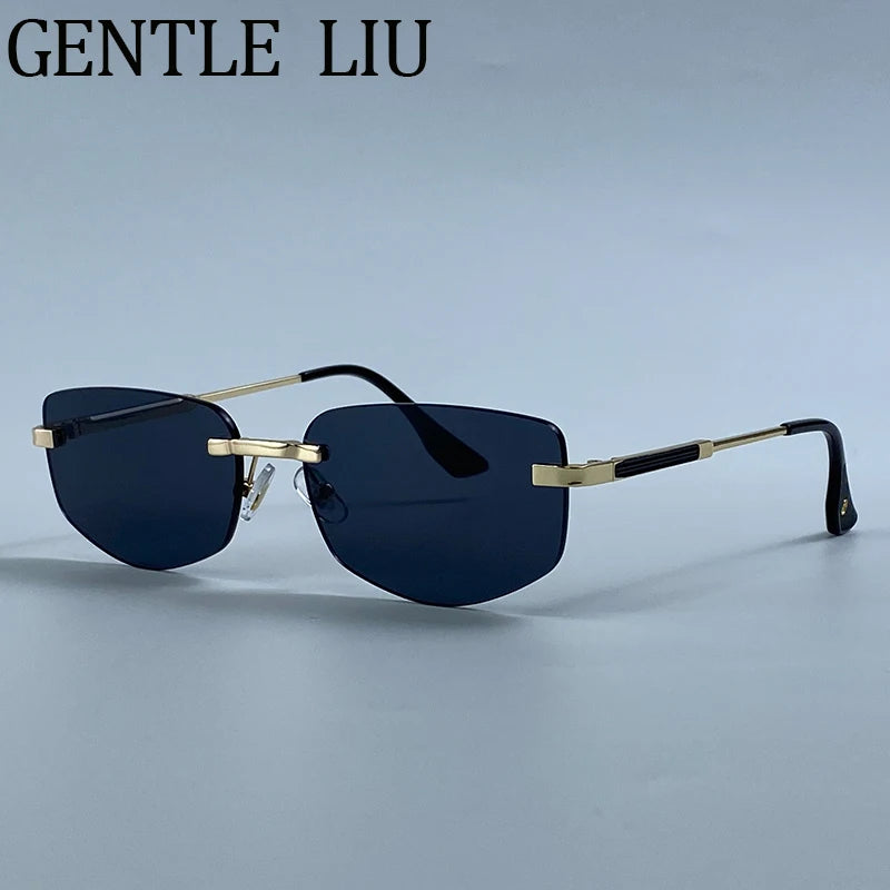 Rimless Geometric Fashion Sunglasses