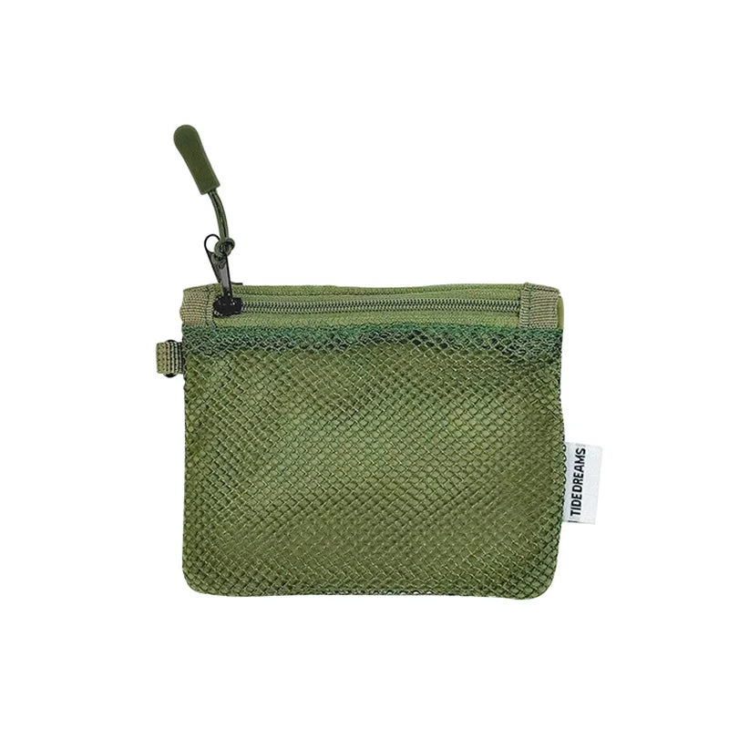 Double-layer Zipper Bag Simple Mesh Storage Bag Large Capacity Portable Earphone Lipstick Cosmetic Bag Mesh Coin Storage Bag