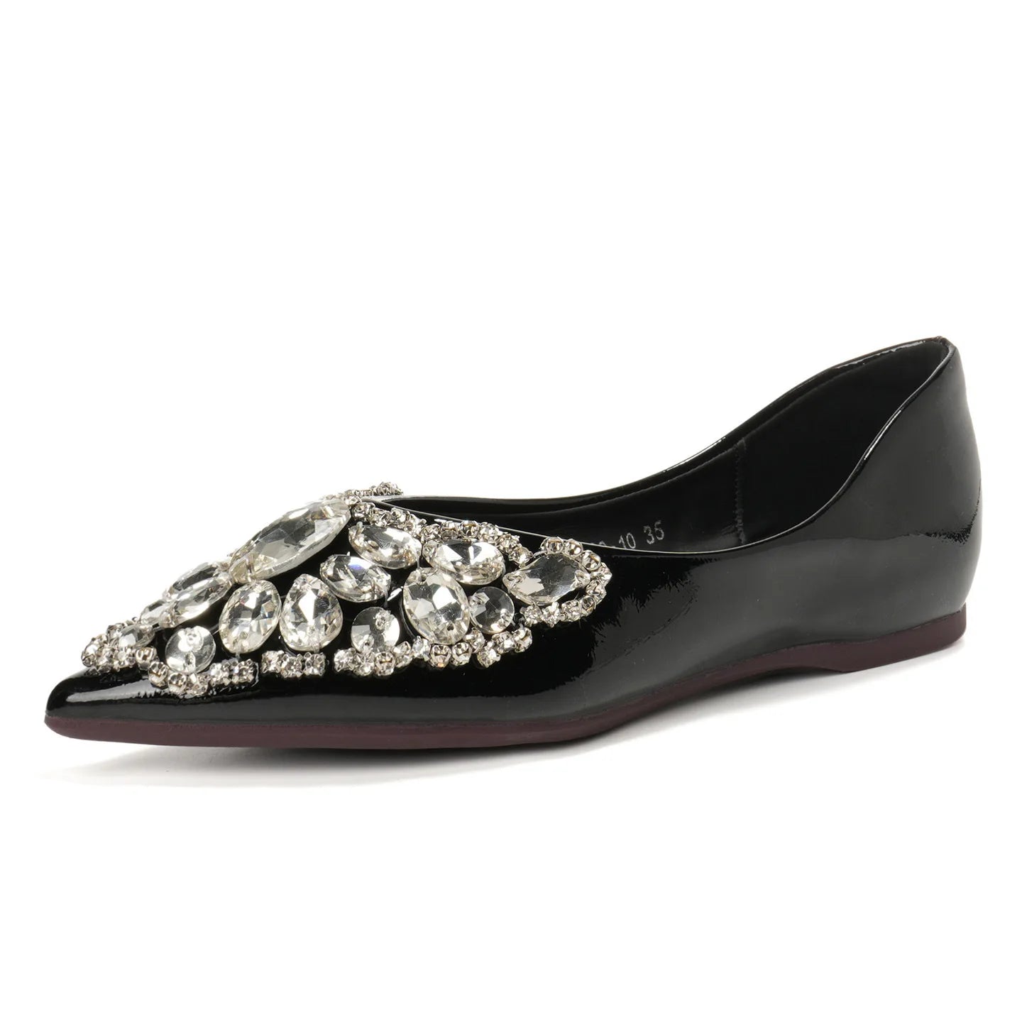Elegant Patent Leather Rhinestone Ballet Flats for Women