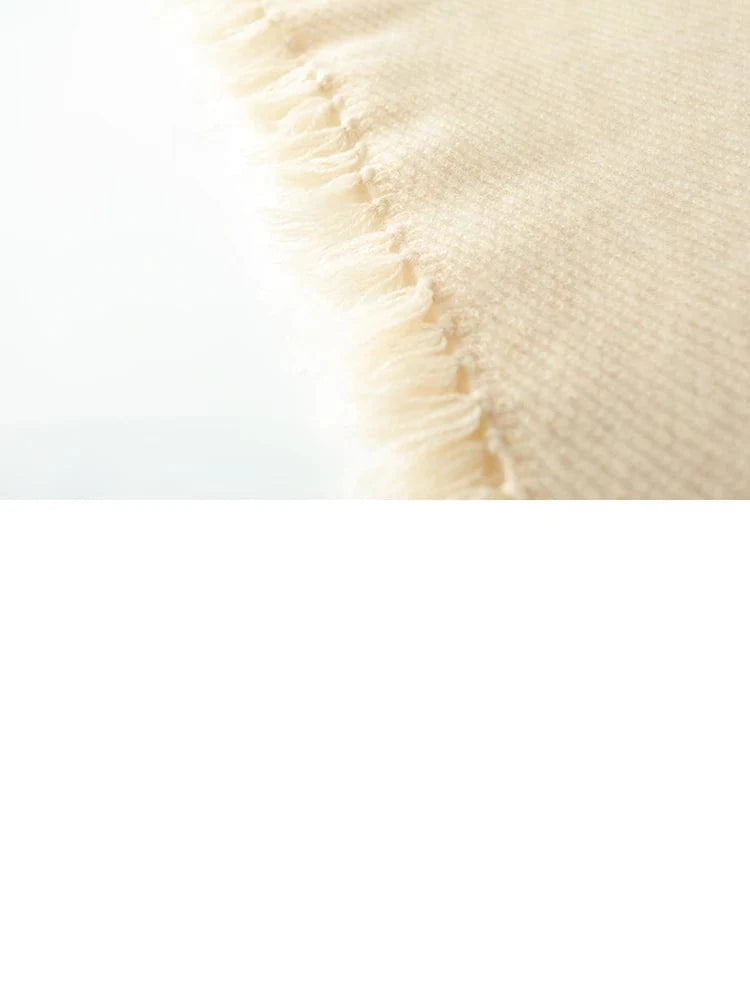 New Chic Women 100% Cashmere Scarf Autumn Winter Cashmere Knitted Tassel Long Shawls Row Style Basic Soft Warm Scarf Luxury Tops