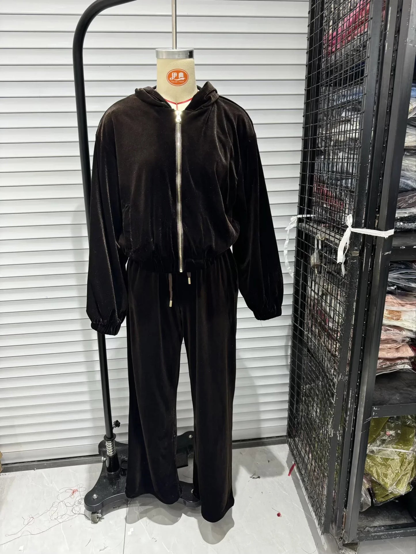 Chic Casual Velvet Hoodie Coat and Pants Set for Women