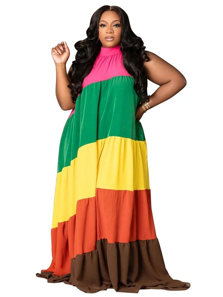 Wmstar Plus Size Dresses for Women Print Elegant New Bandage Fashion Loose Maxi Dress Clothes Wholesale Dropshipping 2024